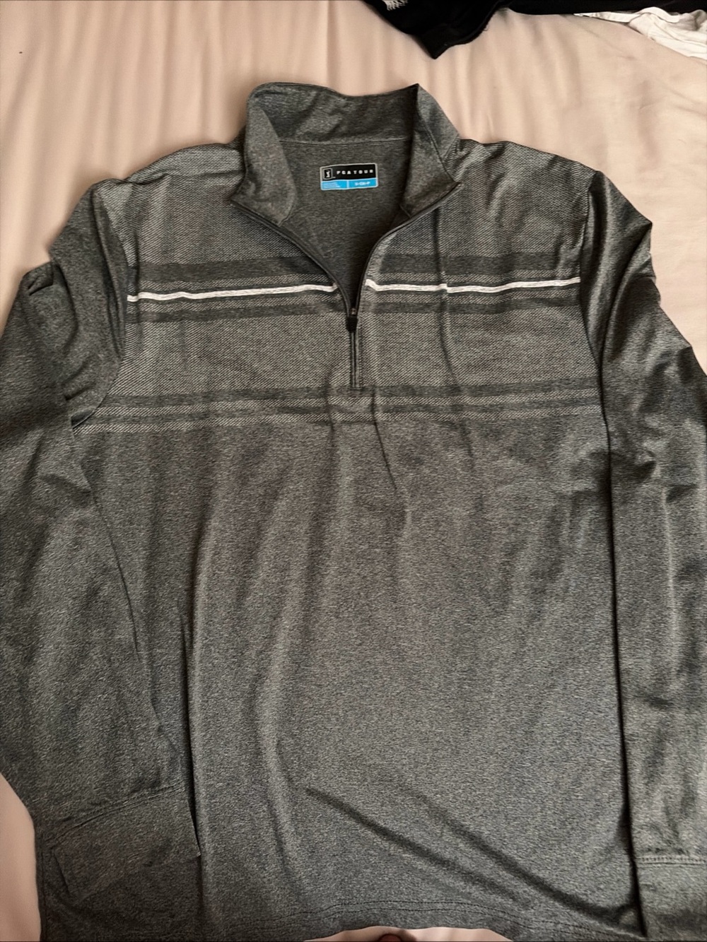PGA Tour Gray Quarter-Zip Lightweight Pullover with Stripe